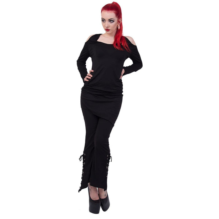 URBAN FASHION - 2in1 Boot-Cut Leggings with Micro Slant Skirt Spiral USA