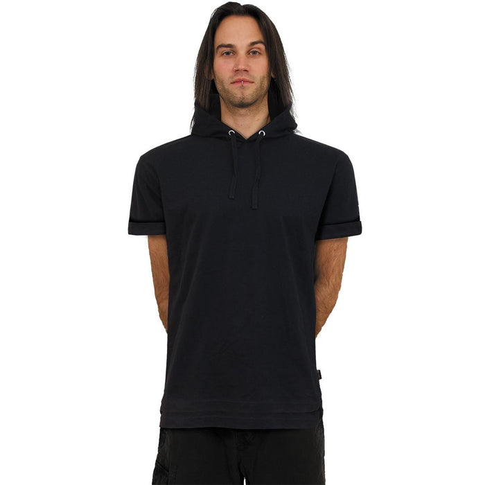 URBAN FASHION - Fine Cotton T-shirt Hoody Black Spiral USA
