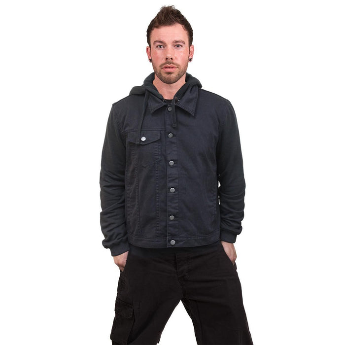 URBAN FASHION - Hooded Shacket Black Spiral USA