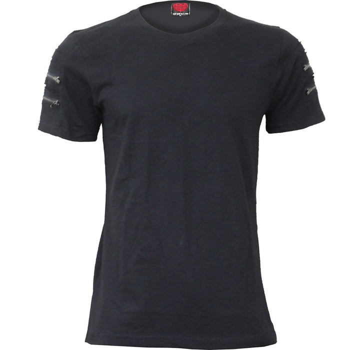URBAN FASHION - Twin Zipper Sleeve Fashion Tee Spiral USA