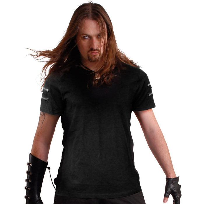 URBAN FASHION - Twin Zipper Sleeve Fashion Tee Spiral USA