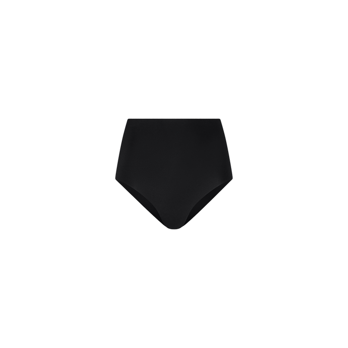 A pair of Velle Knit Panty high-waisted, black compression underwear displayed on a plain white background.
