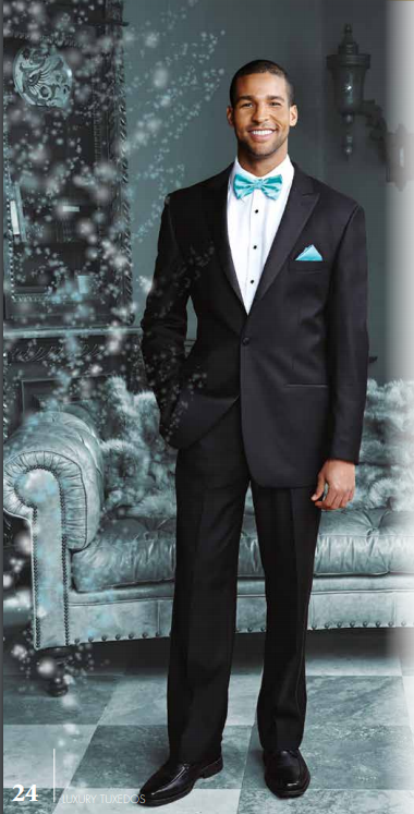 "Vienna" Black Tuxedo Jacket Peak (Separates) Tux-USA