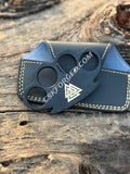 Viking-Inspired Black Powder-Coated Brass Knuckles with Valknut Design cskforged