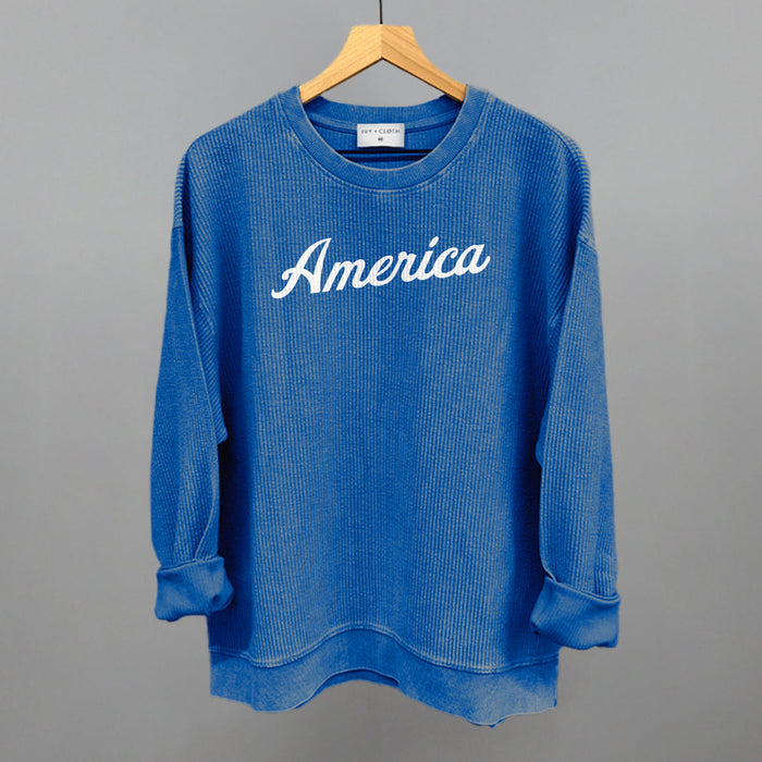 Oversized Corded Crew / Royal / S