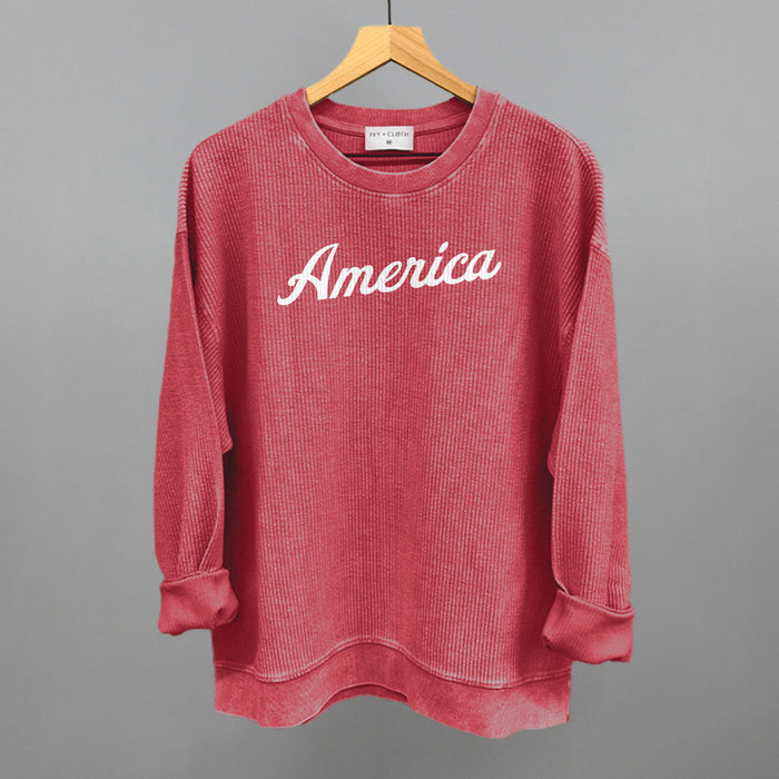 Oversized Corded Crew / Red / S