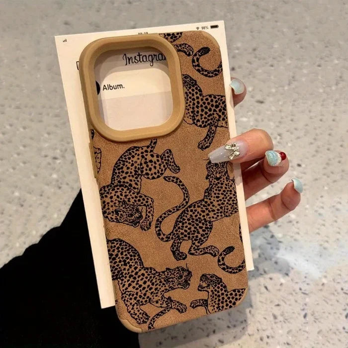 Vivid Leopard Pattern Bonded Leather Phone Case For iPhone PhoneShells