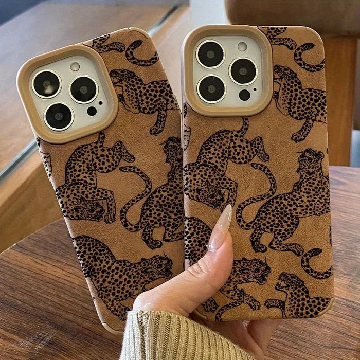 Vivid Leopard Pattern Bonded Leather Phone Case For iPhone PhoneShells