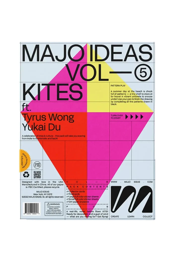 Cover of 'MAJO IDEAS VOL 5 KITES' featuring geometric shapes and text on a white background