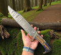 Western Bowie Knife – 16" Damascus Steel Blade with PineCone Handle cskforged