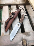 Western Sheath Hunting Knife – 11" D2 Steel Blade with Antler Handle cskforged