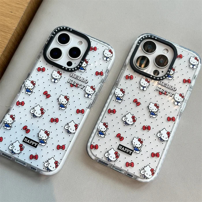 White Cute Mini Red Bow Hello Kitty Phone Case PhoneShells