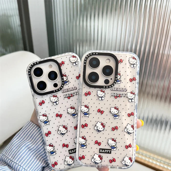 White Cute Mini Red Bow Hello Kitty Phone Case PhoneShells