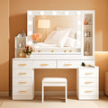 White Makeup Vanity Desk With Mirror Storage Drawers ShipItFurniture