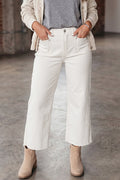 White Raw Hem Ankle-length Loose Jeans Shewin