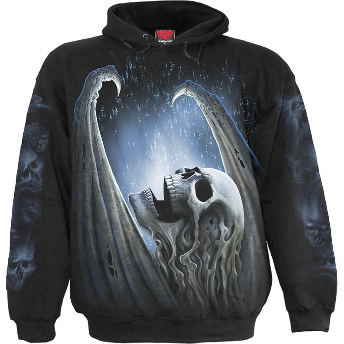WINGED SKELTON - Hoody Black Spiral USA
