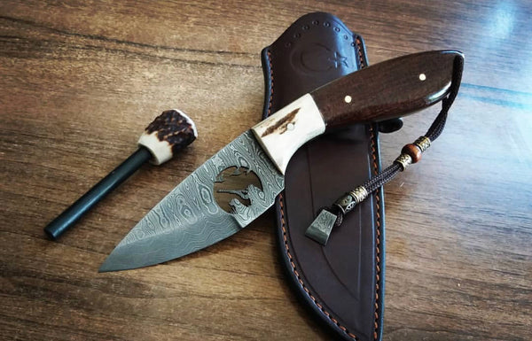 Wirecut Damascus Blade Hunting Knife cskforged