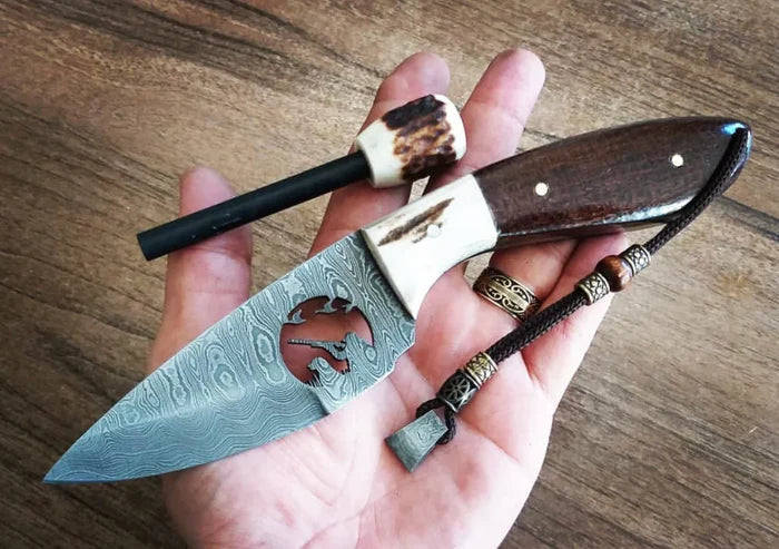Wirecut Damascus Blade Hunting Knife cskforged