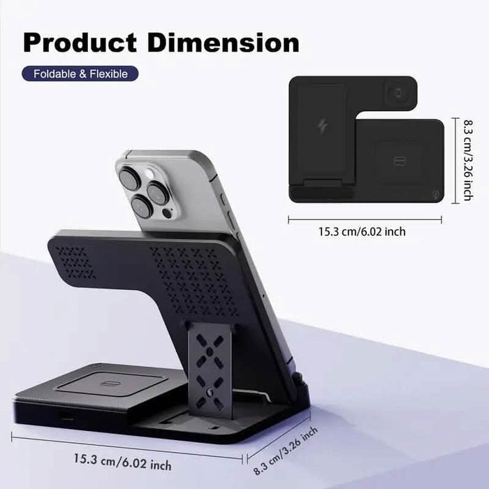 Wireless Charging Station 3-in-1 Standard 15W Fast for Mag-Safe Charger Stand DailySale