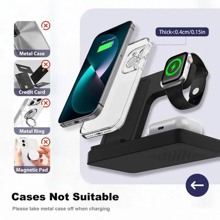 Wireless Charging Station 3-in-1 Standard 15W Fast for Mag-Safe Charger Stand DailySale