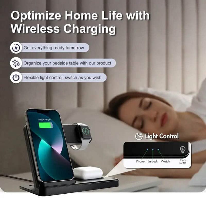 Wireless Charging Station 3-in-1 Standard 15W Fast for Mag-Safe Charger Stand DailySale