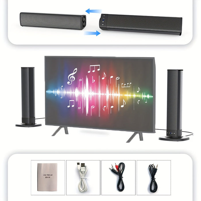 Wireless Soundbar for TV – 2-in-1 Detachable Bluetooth Speaker DailySale