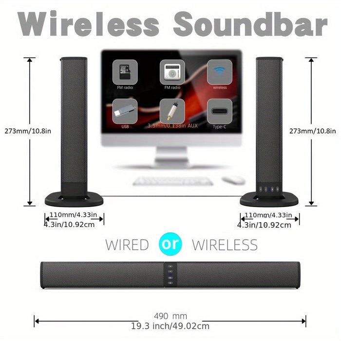 Wireless Soundbar for TV – 2-in-1 Detachable Bluetooth Speaker DailySale