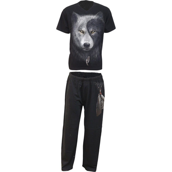 WOLF CHI - 4pc Mens Gothic Pyjama Set Spiral USA