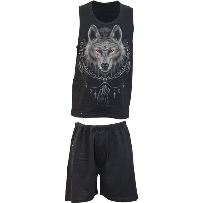 WOLF CHI - 4pc Mens Gothic Pyjama Set Spiral USA