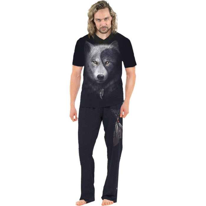 WOLF CHI - 4pc Mens Gothic Pyjama Set Spiral USA