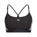 adidas Women's Training Light Support 3 Stripe Bra - Black White runnwalk