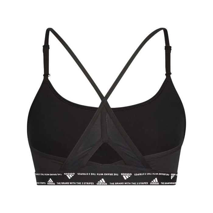 adidas Women's Training Light Support 3 Stripe Bra - Black White runnwalk