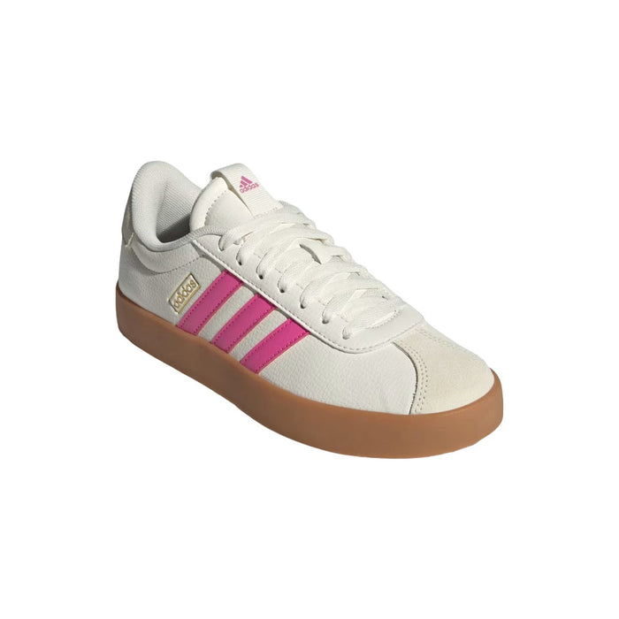 adidas Women's VL Court 3.0 Shoes - Core White / Pulse Magenta / Gold Metallic runnwalk