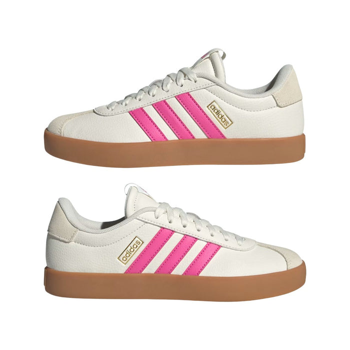 adidas Women's VL Court 3.0 Shoes - Core White / Pulse Magenta / Gold Metallic runnwalk