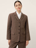 Wool Striped Notched Lapel Suit Blazer DAPHNE LINTICO