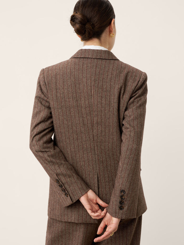 Wool Striped Notched Lapel Suit Blazer DAPHNE LINTICO