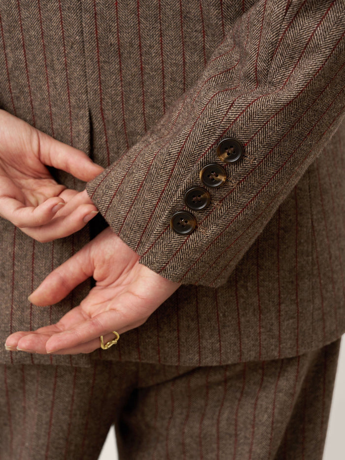 Wool Striped Notched Lapel Suit Blazer DAPHNE LINTICO